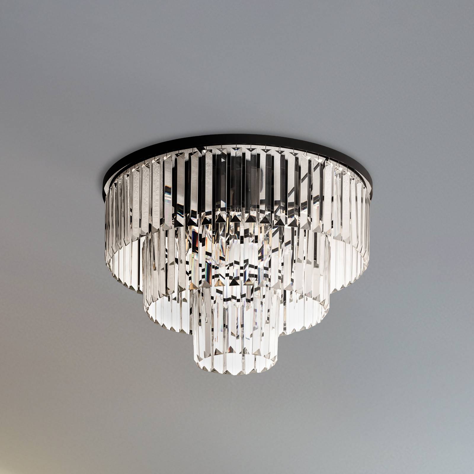 Deckenleuchte Cristal, transparent/schwarz, Ø 56cm günstig online kaufen