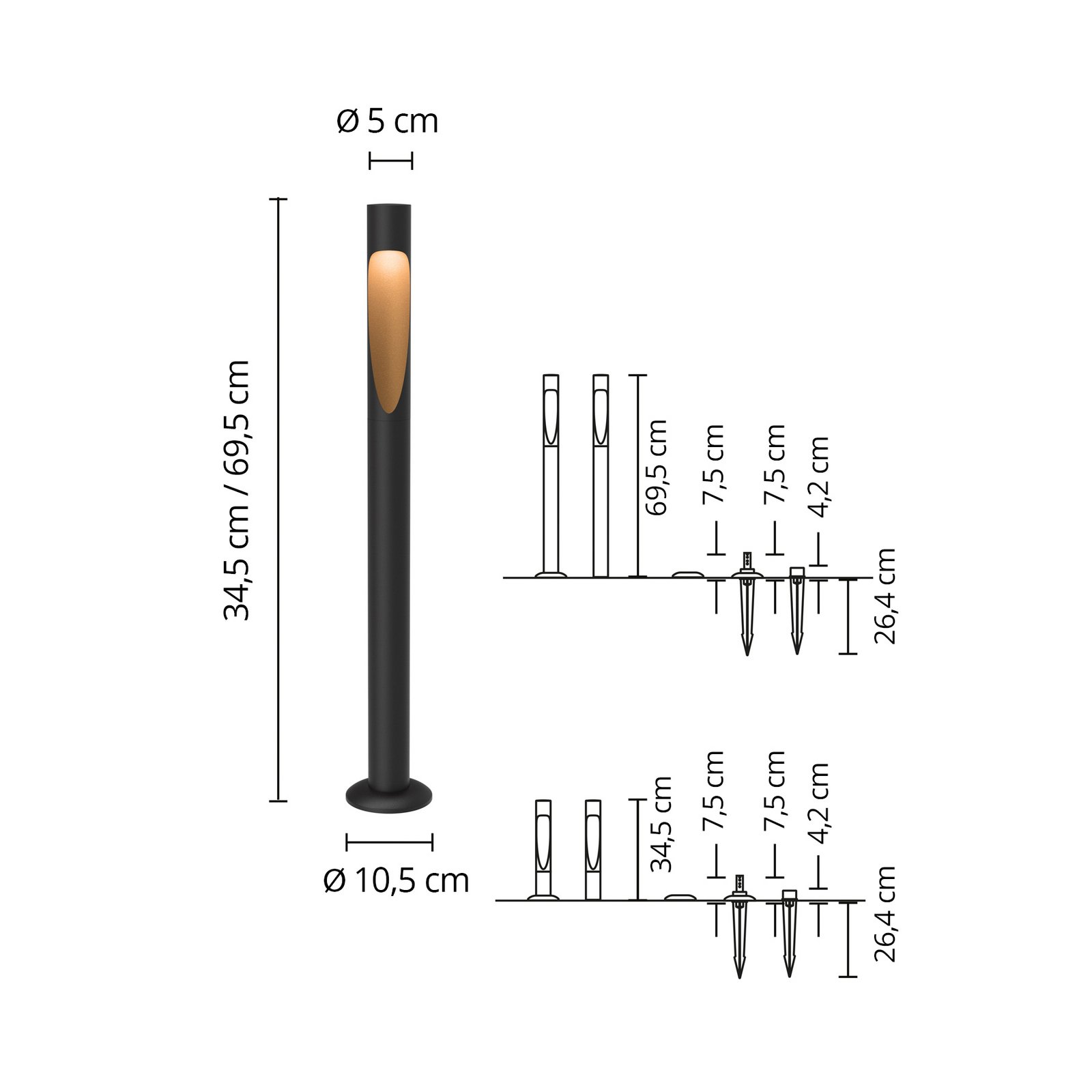 Flindt Garden Hage Lampe Long 2700K w/Base Black - Louis Poulsen