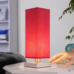 Lámpara de noche Julina con pantalla de tela roja