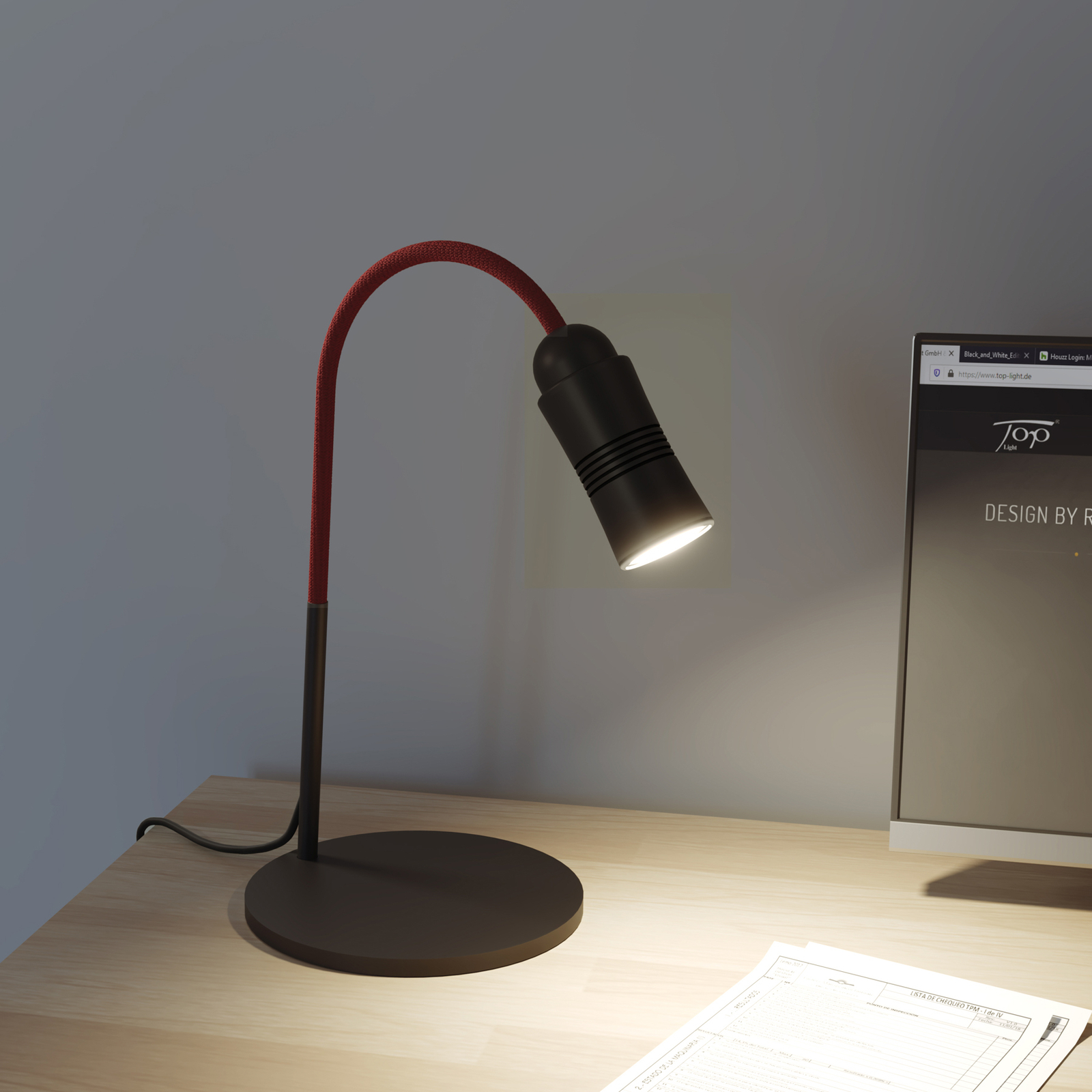 Neo! Table LED tafellamp dimbaar zwart/rood