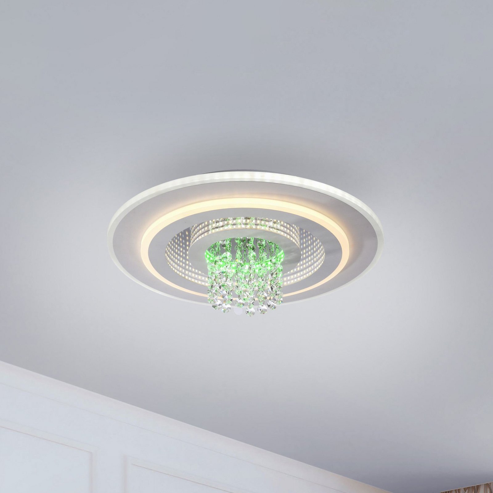 JUST LIGHT. LED plafondlamp Tolago RGB, CCT, wit, afstandsbediening