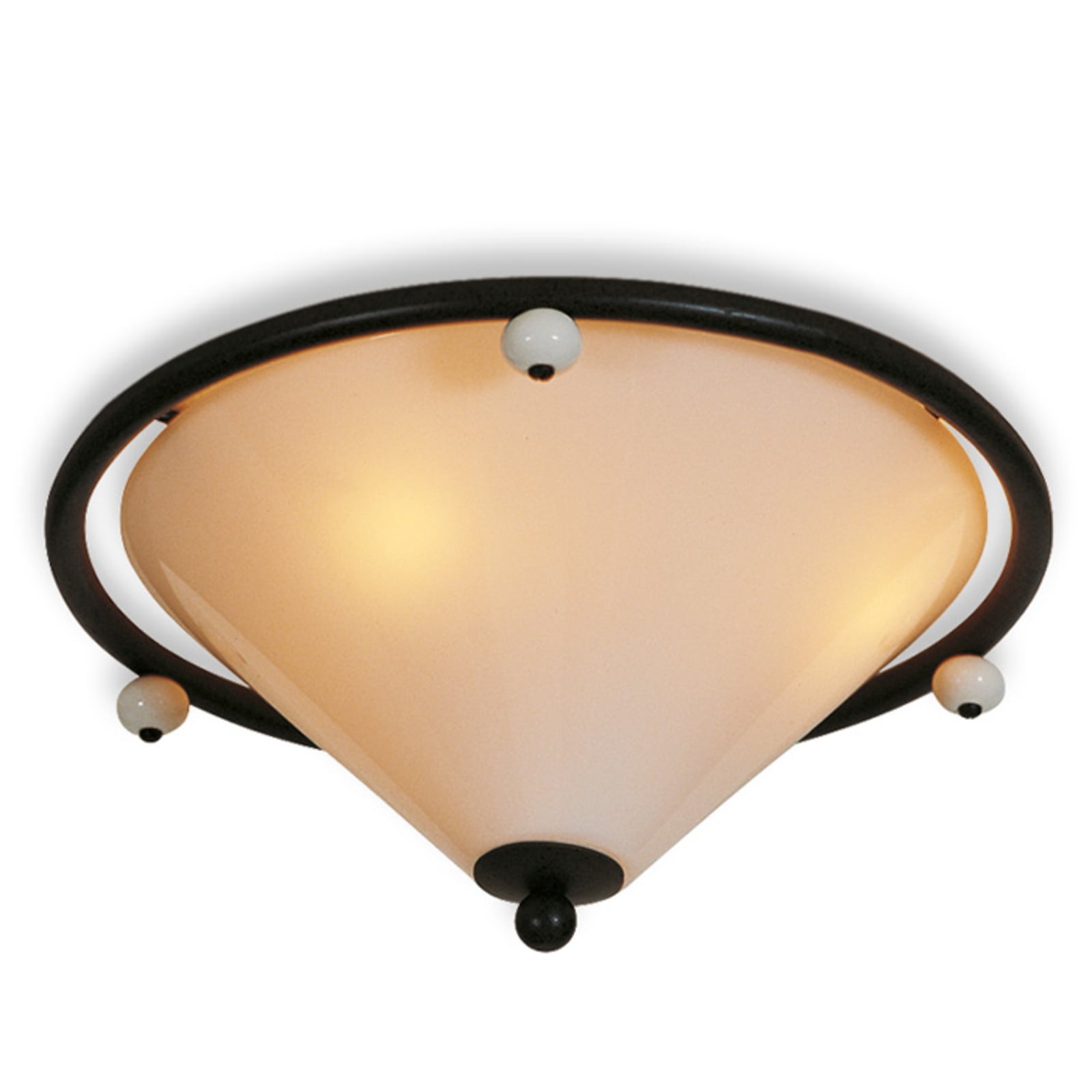 Menzel Provence ceiling lamp, scavo smoked glass shade, for Living / Dining Room, iron, scavo smoked glass, ceramics, E27, 28 W, energy efficiency: A++, H: 19 cm