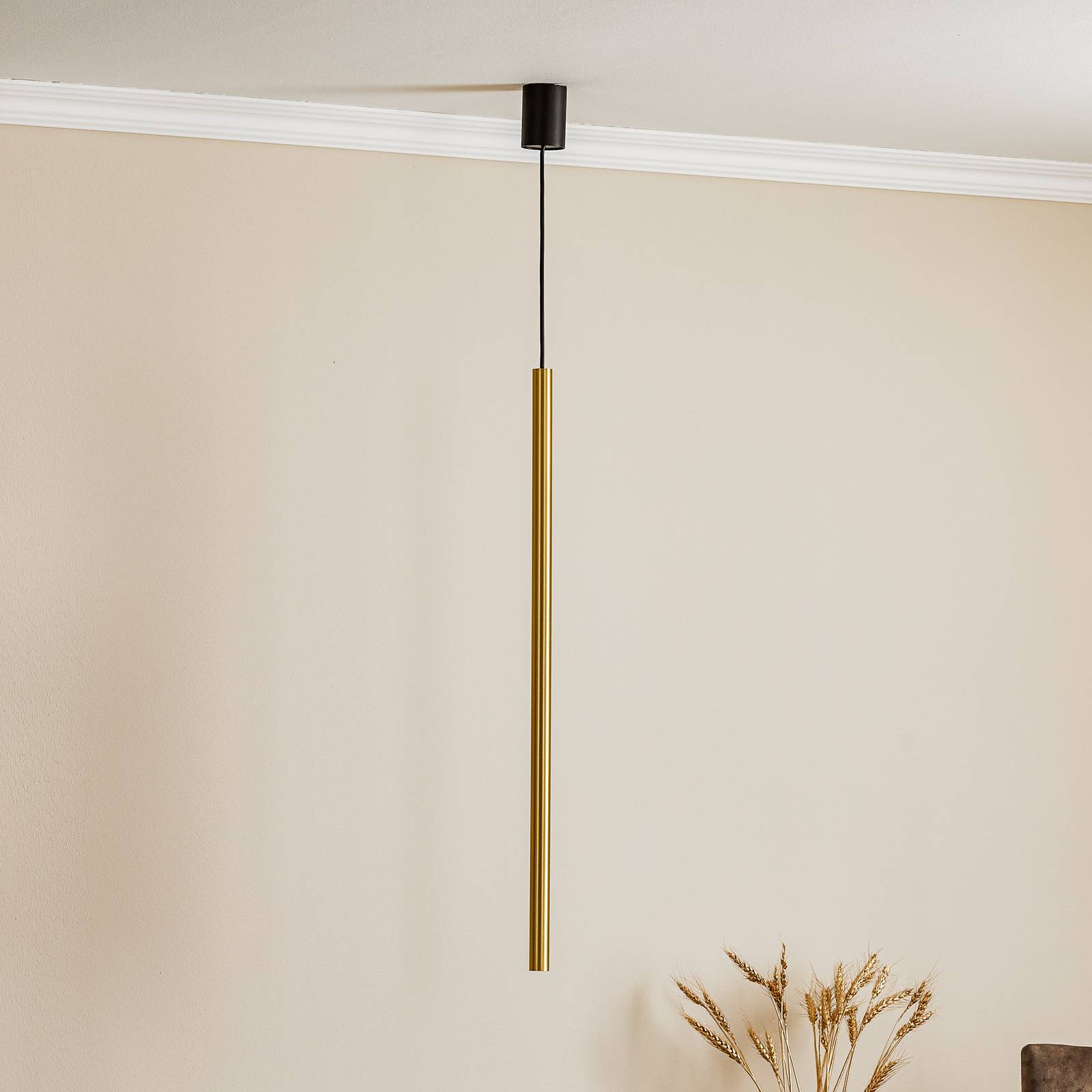 Lampa wisząca Las, 1-punktowa, mosiądz, klosz 75cm