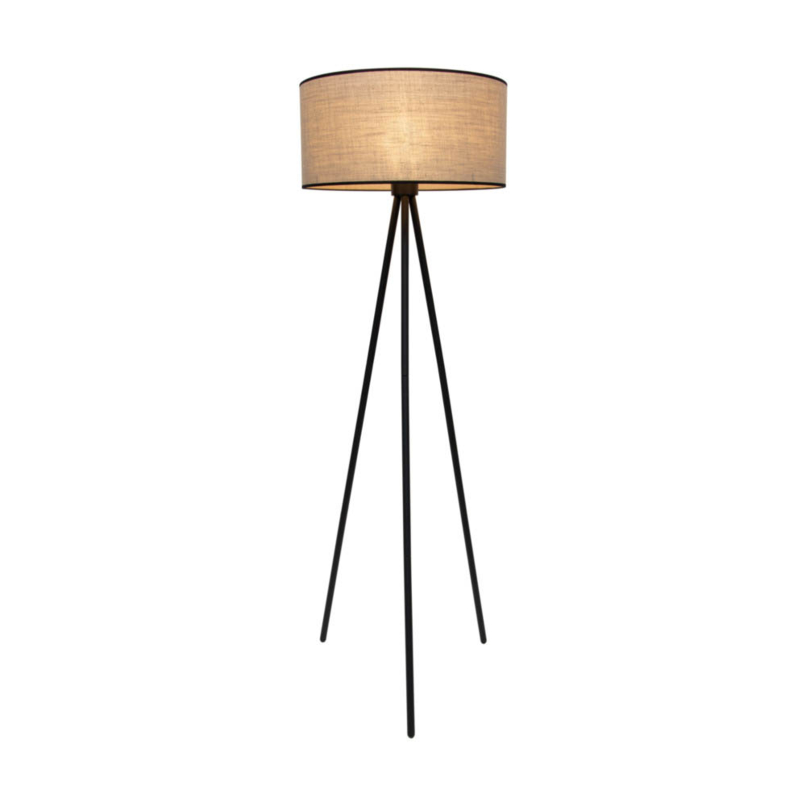 Lampadaire Tubo avec abat-jour tissu beige trépied
