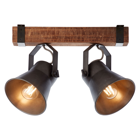 Deckenstrahler Plow, schwarz/holz dunkel