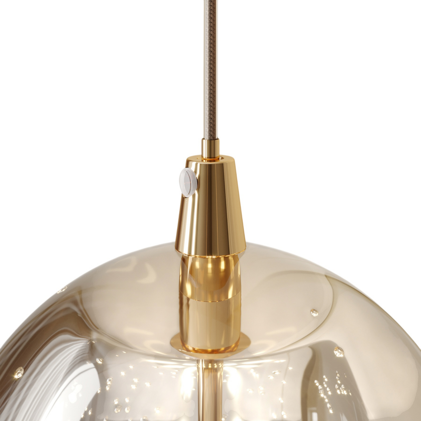 Lucande LED piekaramā lampa Hayley, Ø 30 cm, 5 gaismas, zelta, stikls