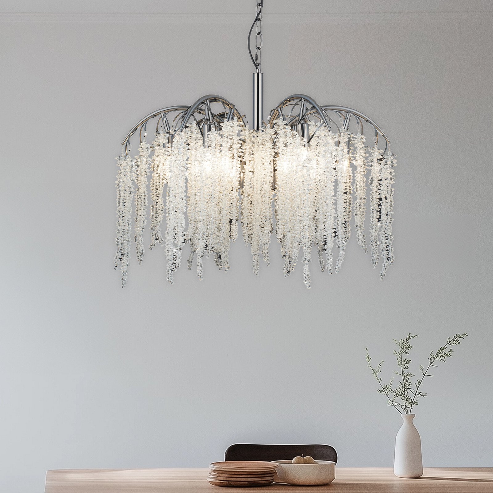 Lucea Candelabru Grape negru perlat 12 becuri sticlă de cristal - Camera de zi / sufragerie - clar negru perlat