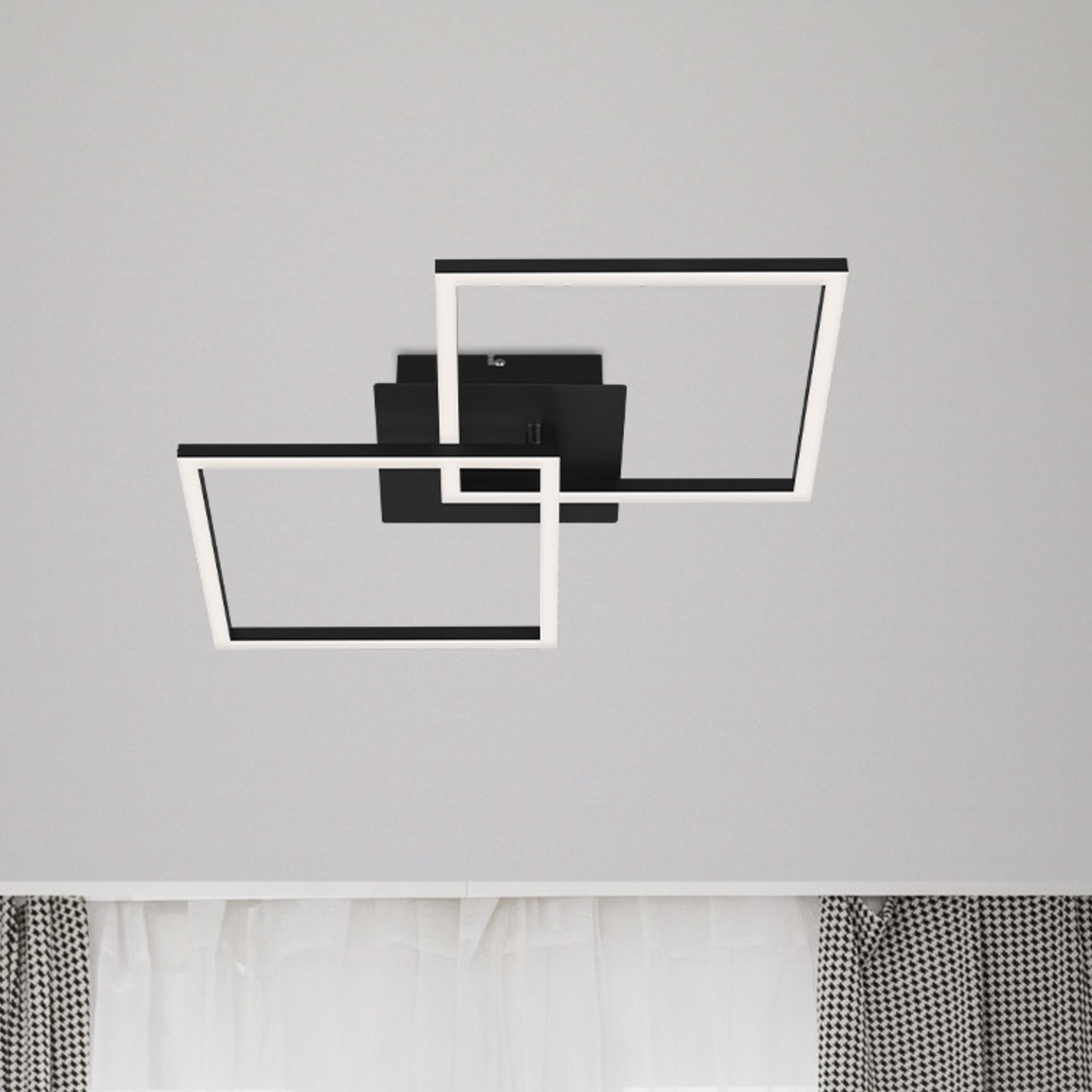 Frame LED ceiling lamp 2-bulb Switch dim black
