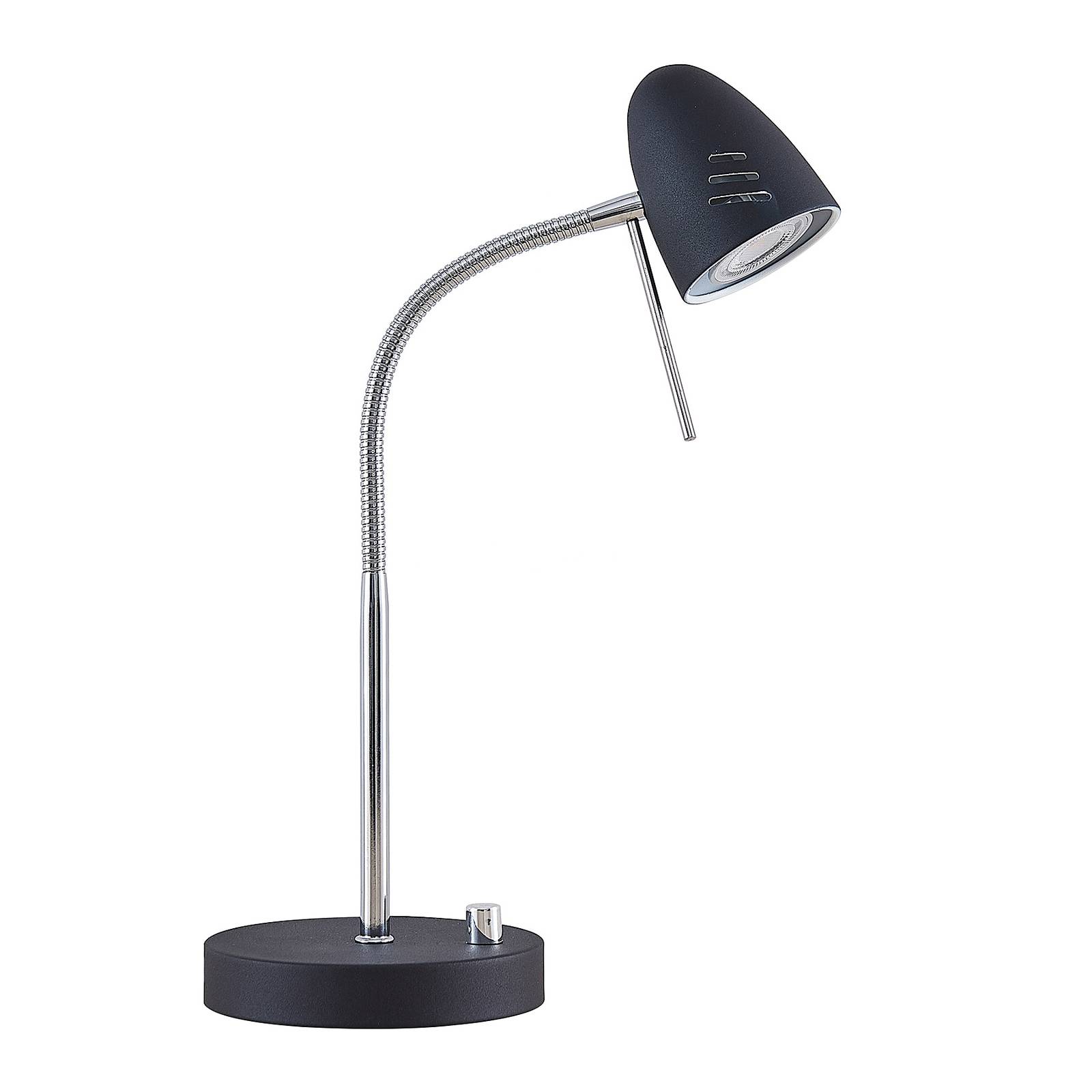 Lindby Shreena LED asztali lámpa acélból, fekete