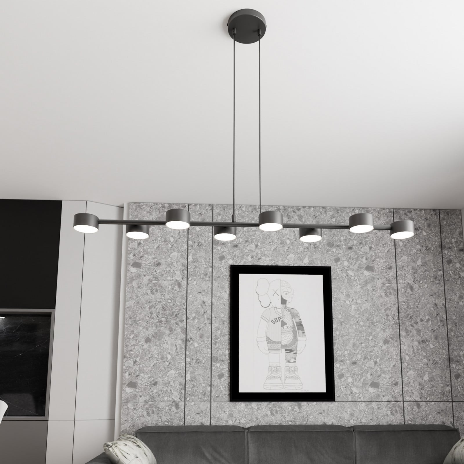 Emibig Lighting Preto Refletor De Teto Megara, Comprimento 100 Cm, Metal, 8 Lâmpadas.