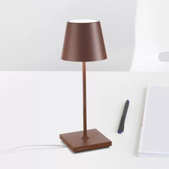 Lampenwelt Zafferano Poldina mini Akku-Tischlampe IP65 corten