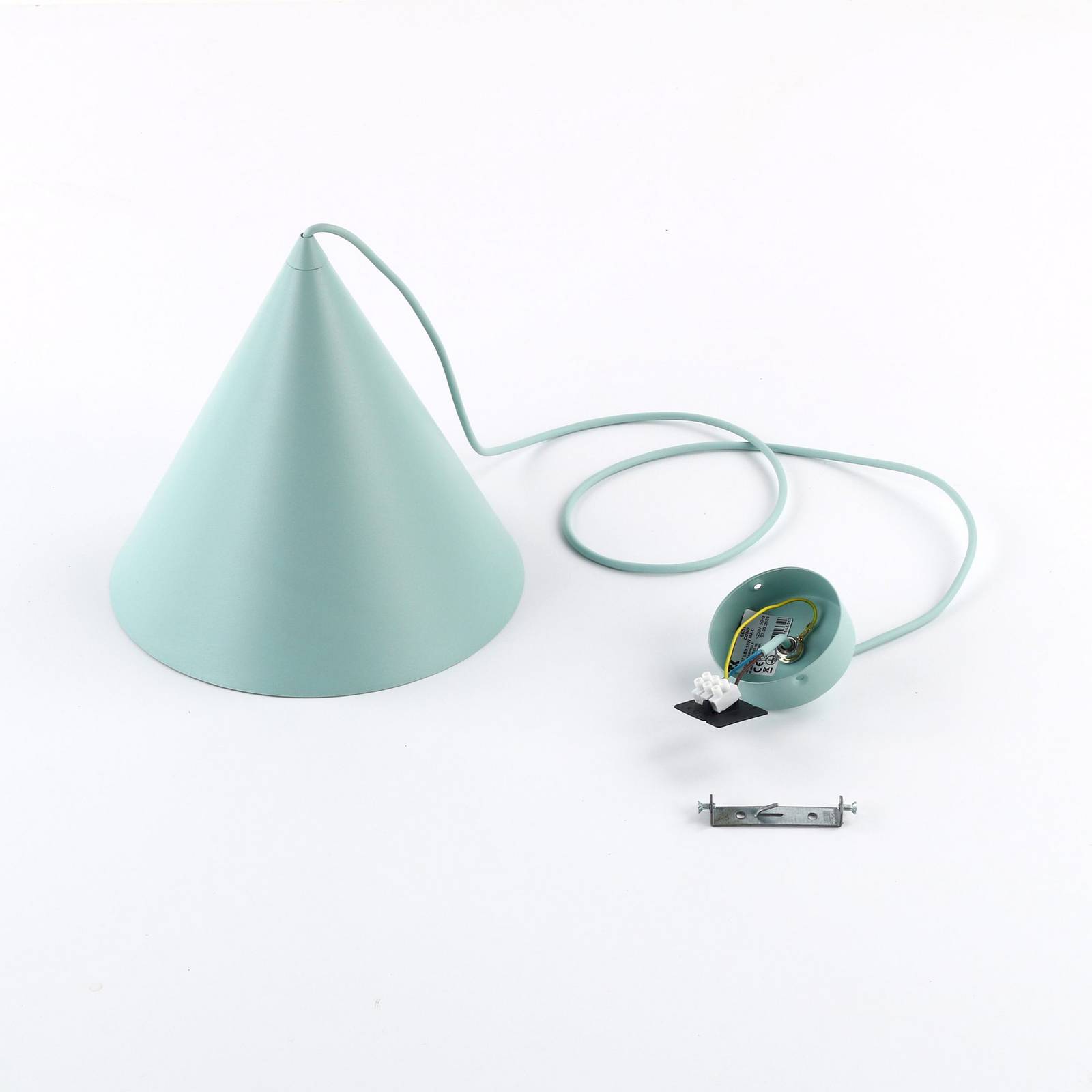 Żyrandol Cono, 1-punktowa, Ø 25 cm, miętowa, E27