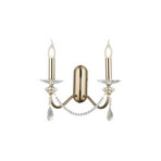 Wandleuchte Adone, 2-flg., messing, Höhe 30 cm, Kristallglas