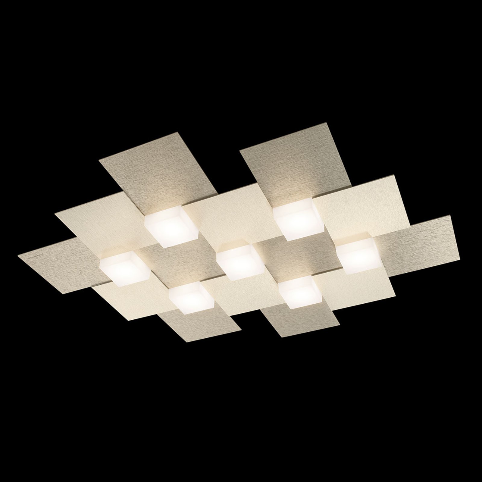 Grossmann GROSSMANN Creo LED ceiling light, 7-bulb champagne, for Living / Dining Room, aluminium, 6.4 W, energy efficiency: A+, L: 60.5 cm, W: 49.5 cm, H: 5.2 cm