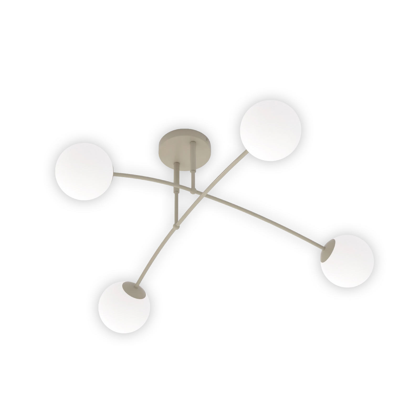Pregos ceiling light, beige, Ø 60 cm, 4-bulb, metal/glass Pregos ceiling light, beige, Ø 60 cm, 4-bulb, metal/glass