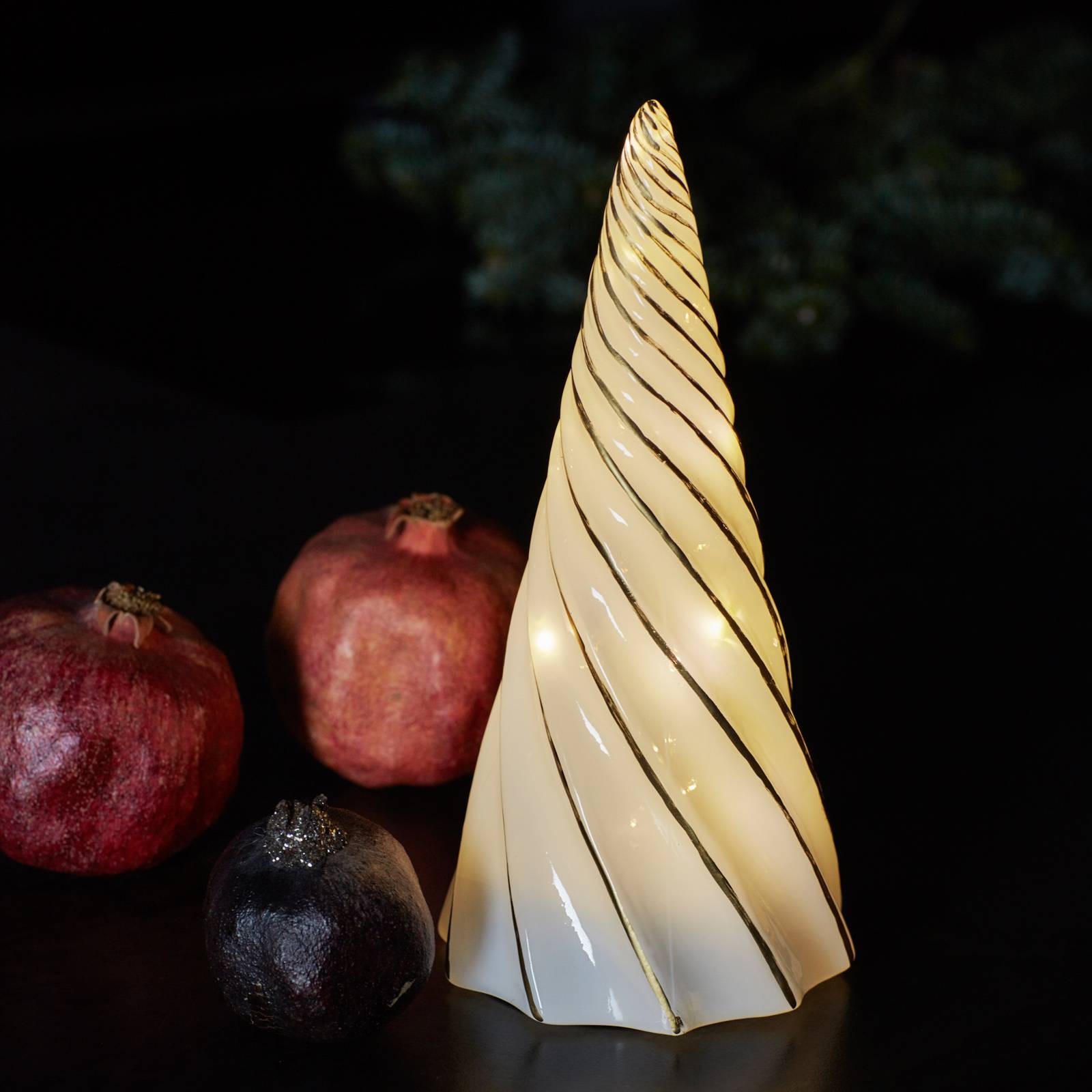 LED-Dekofigur Vilma, weiß/gold, Höhe 24 cm, Glas, Batterie günstig online kaufen