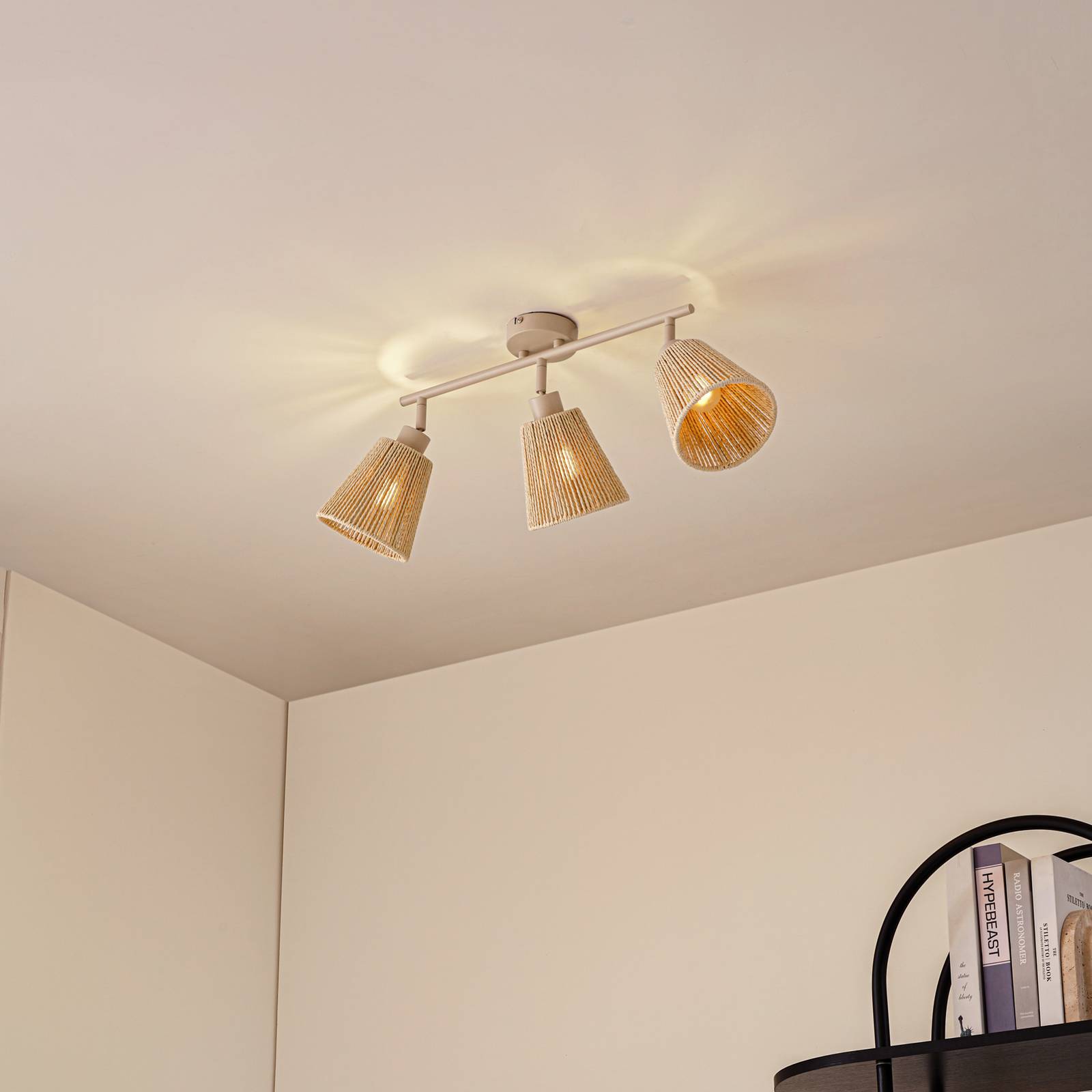 Lindby Deckenstrahler Anuva, 72 cm, beige, Papier, 3-flammig günstig online kaufen