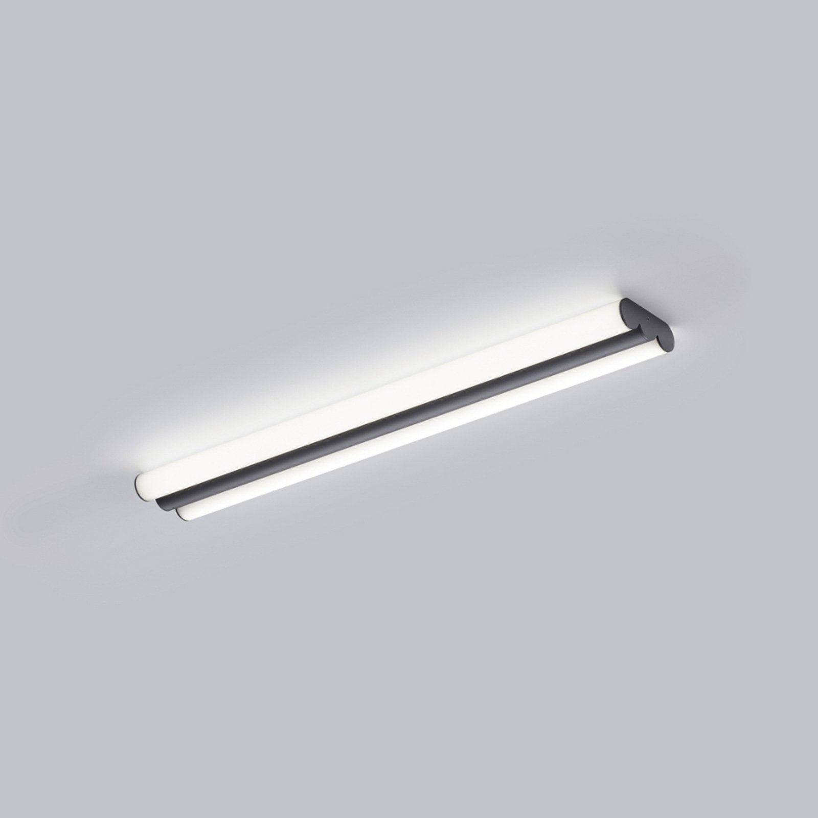 Helestra LED mirror lamp LOOM, length 60 cm, black, IP44