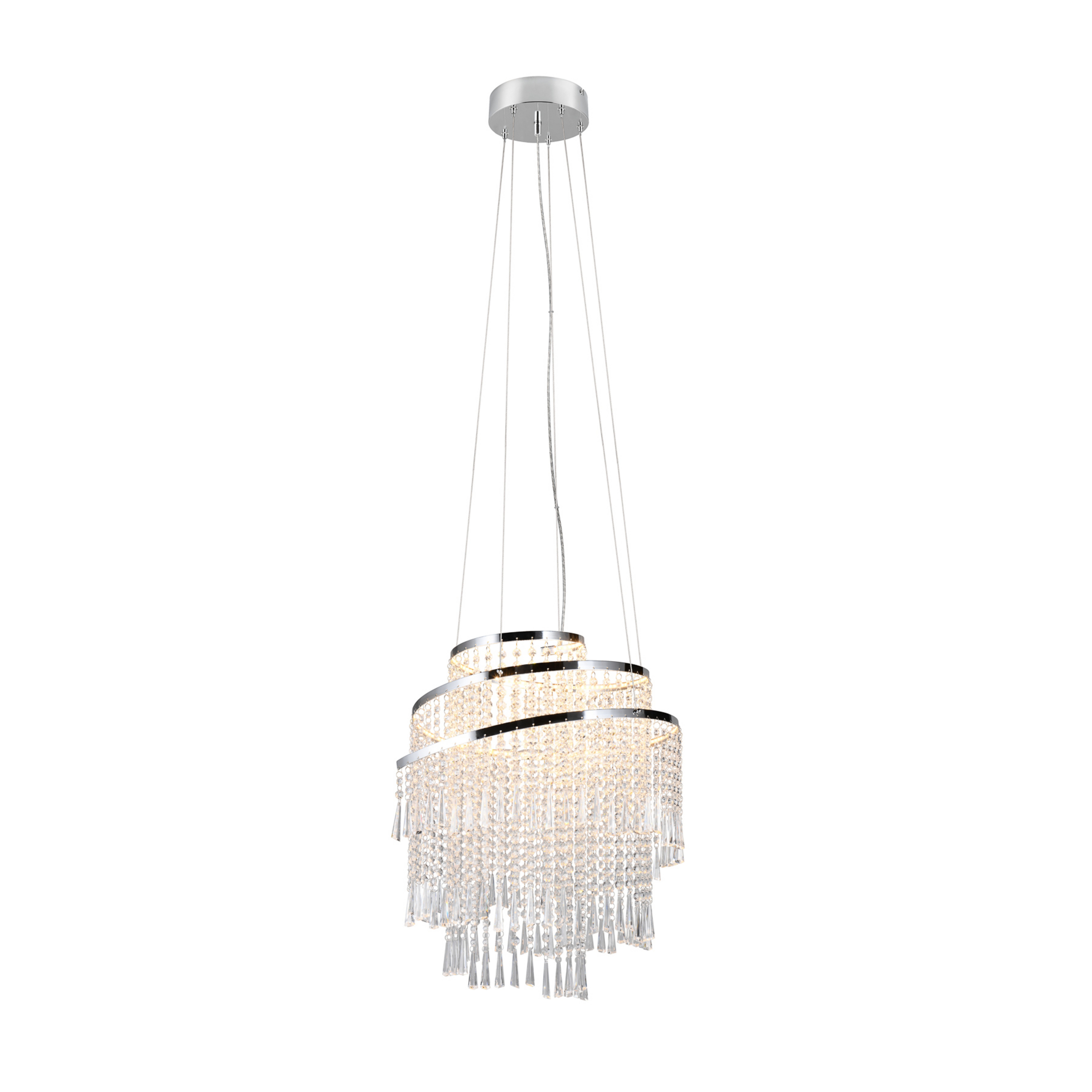 Pomp Lámpara colgante LED, Ø 48 cm, cromo, acrílico/metal, CCT