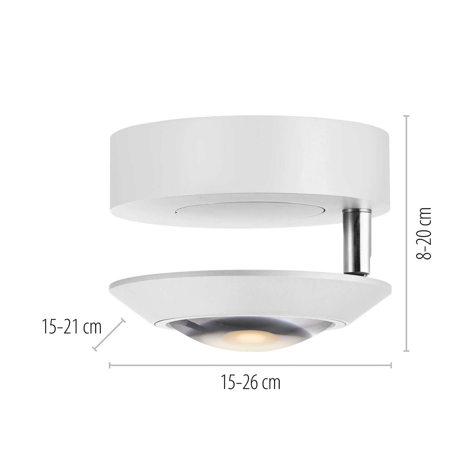 PURE LED таванска лампа Oculis, бяла, Ø 15 cm, желязо/стъкло