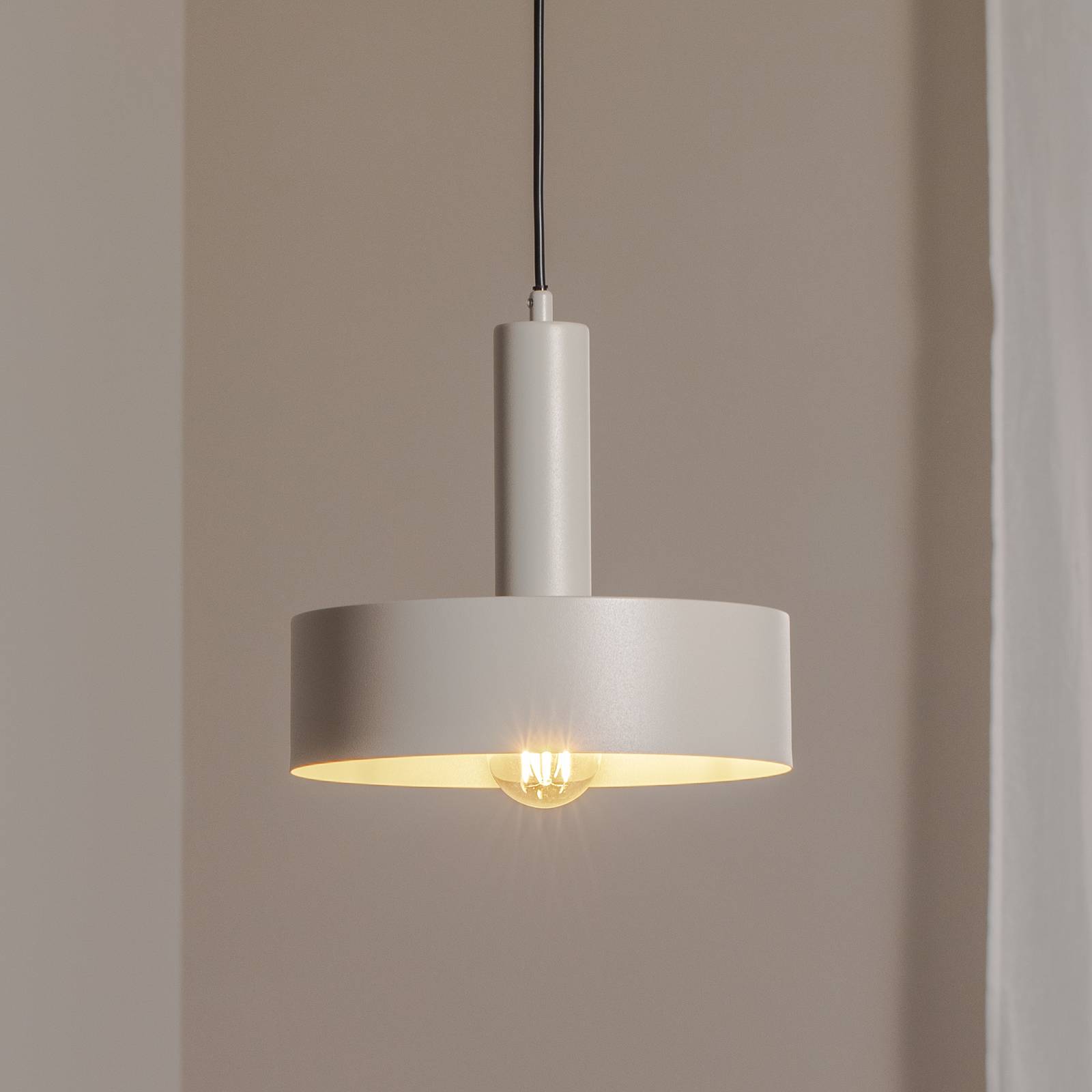 Hängeleuchte Vitrum round, taupe, zylindrisch, Ø 27 cm günstig online kaufen