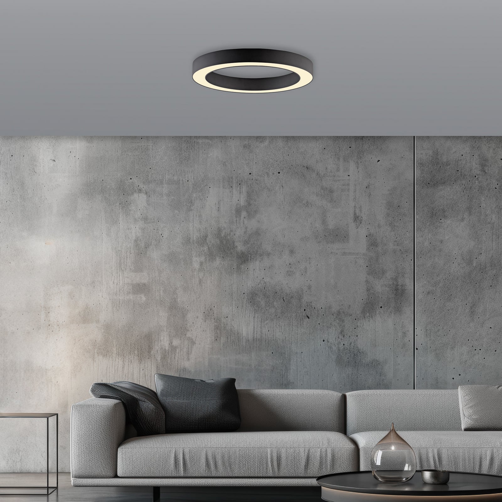Lines LED-Deckenlampe, Ø 35 cm, graphit, CCT, Remote - PURE