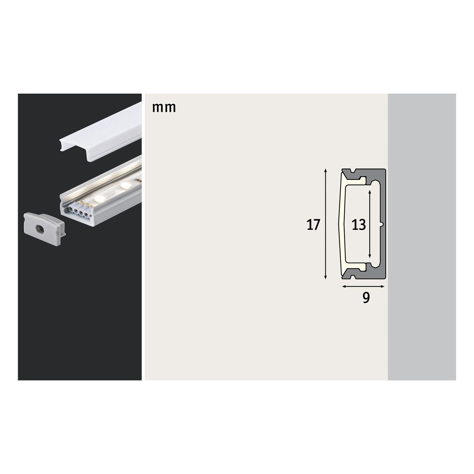 Paulmann Base Profil, alu eloxiert, Diffusor weiß