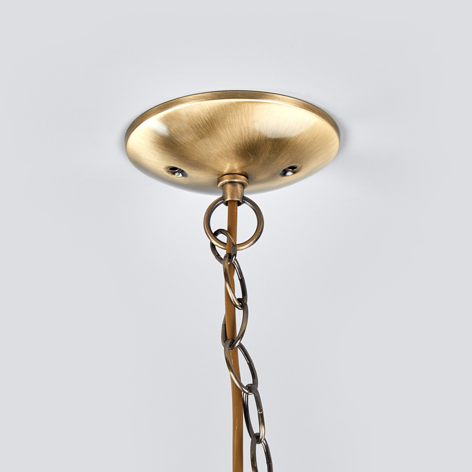 Závesná lampa Milanese 5-pl., starožitná mosadz
