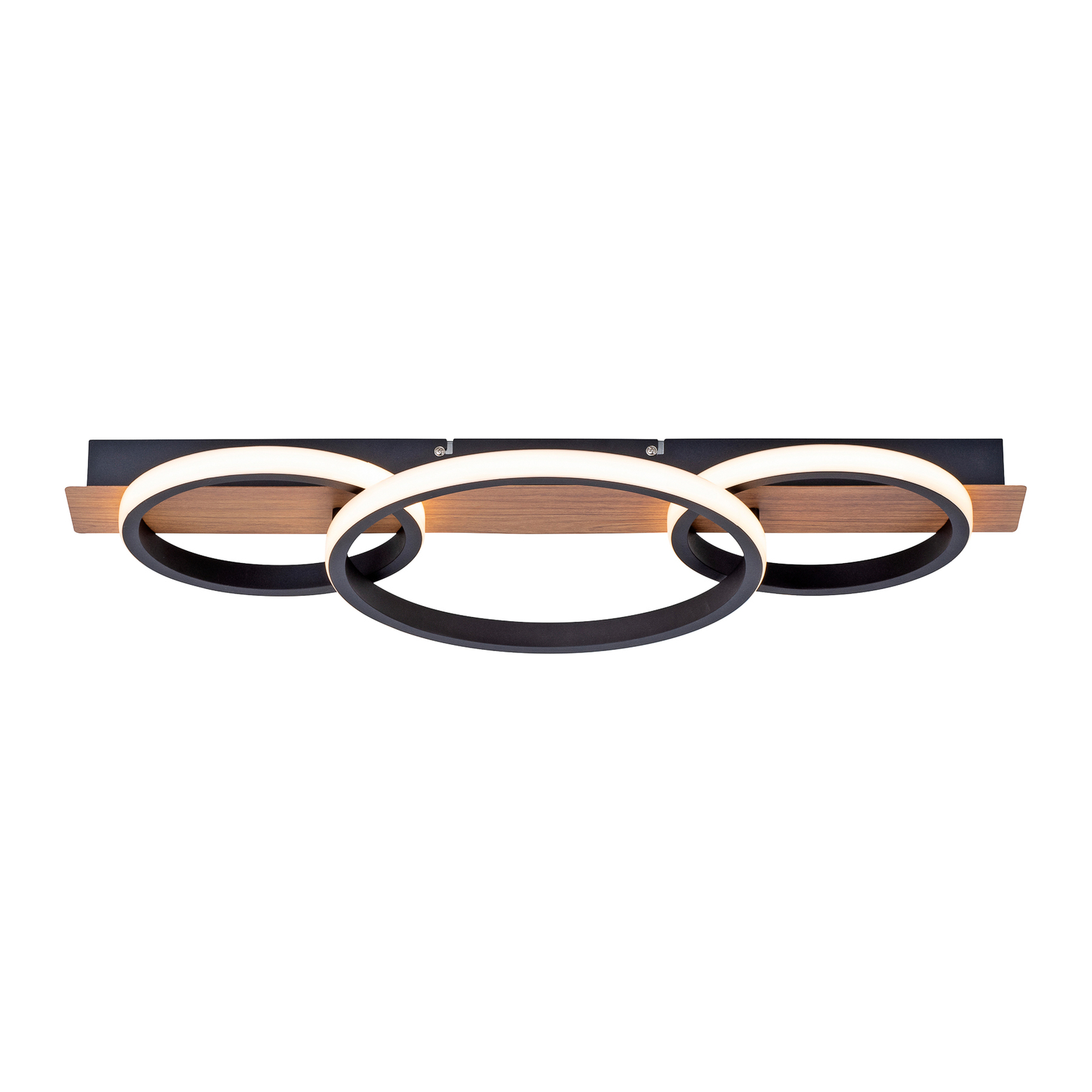 Plafón LED Trooper, decoración de madera, 3 luces