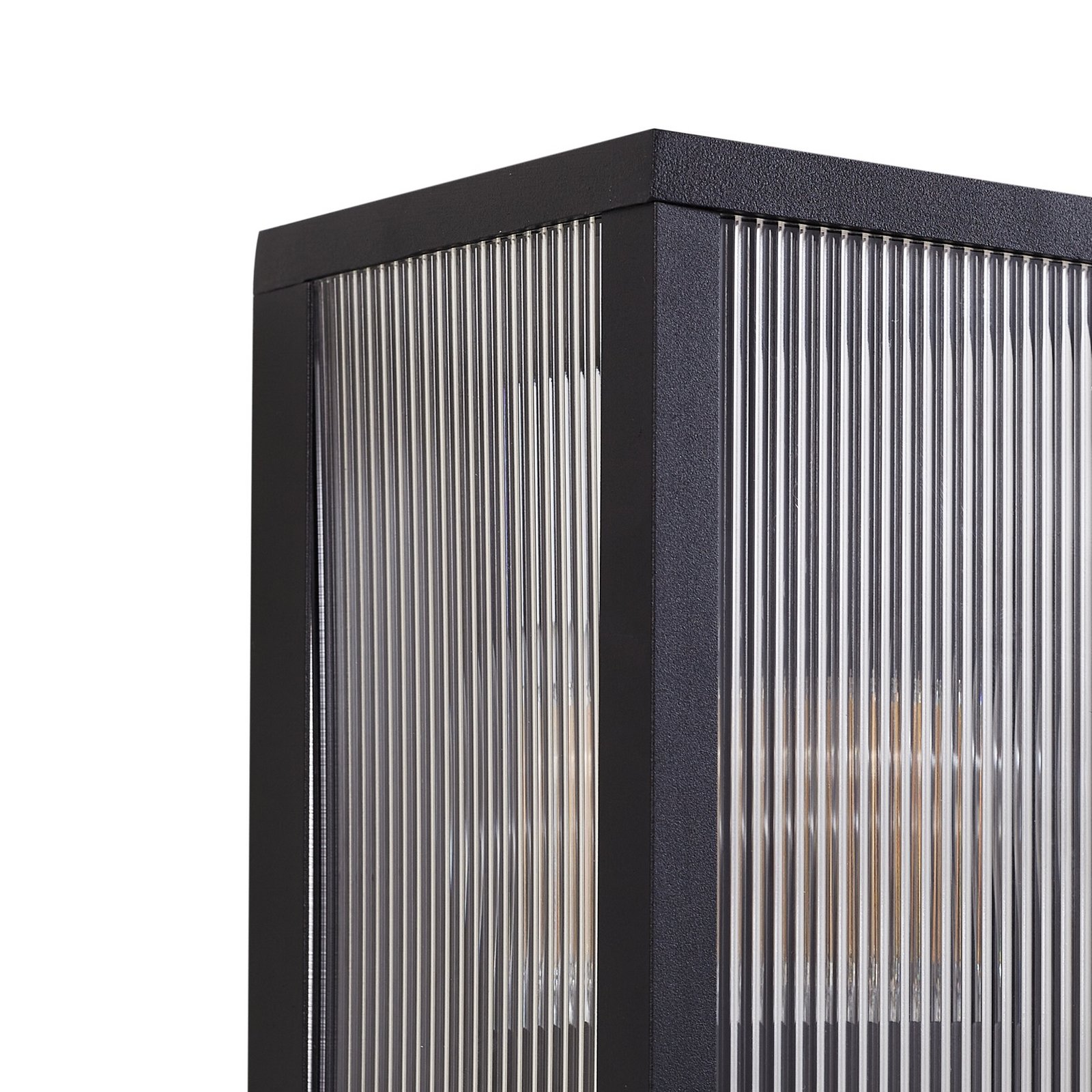 Peldar Fluted Outdoor Wall Lamp w/Sensor Black - Lindby