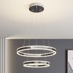 Lucande Lampă suspendată LED Lyani, 60 cm, 2 becuri, crom, dimabil