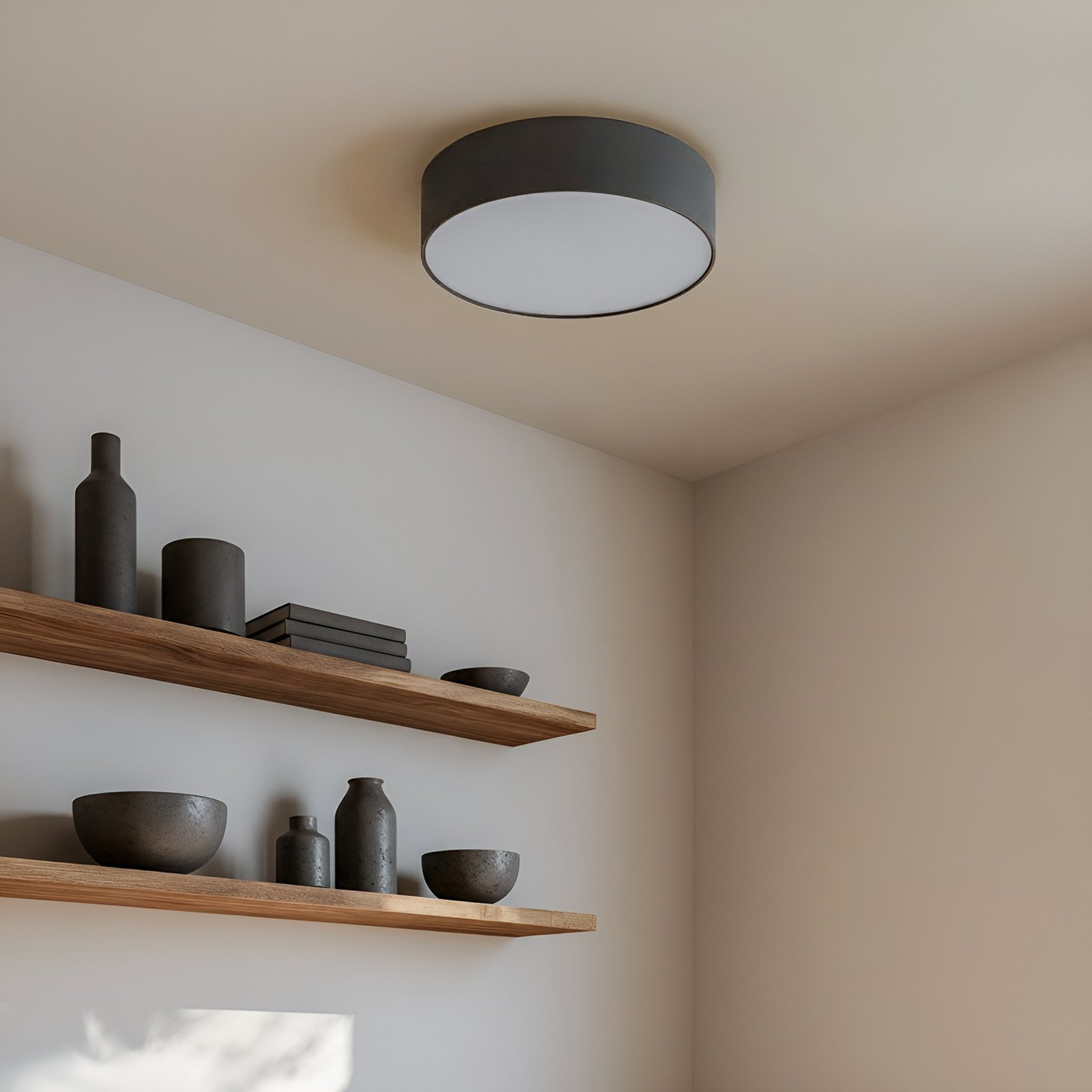 Sebatin Candeeiro de Tecto Ø40 Grey/White/Nickel - Lindby Sebatin Candeeiro de Tecto Ø40 Grey/White/Nickel - Lindby