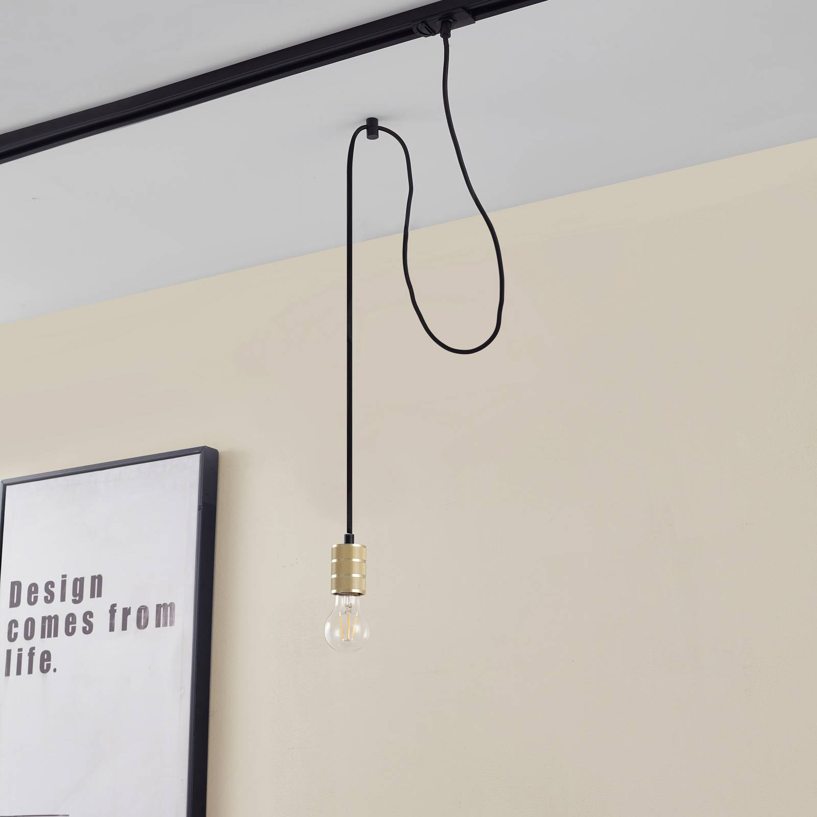 Lampa wisząca Lindby Linaro, Ø 4,6 cm, złota, 1-fazowa, E27