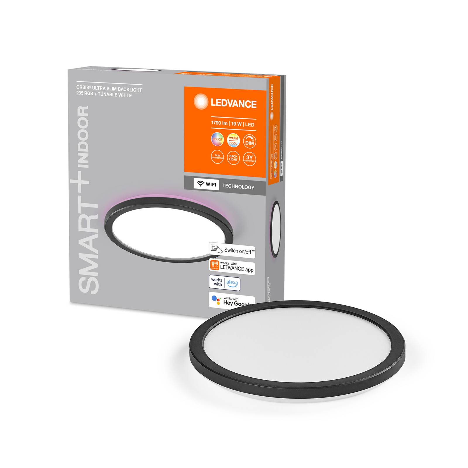 Image of LEDVANCE SMART+ WiFi Orbis Ultra Slim Backlight, Ø24 cm Black
