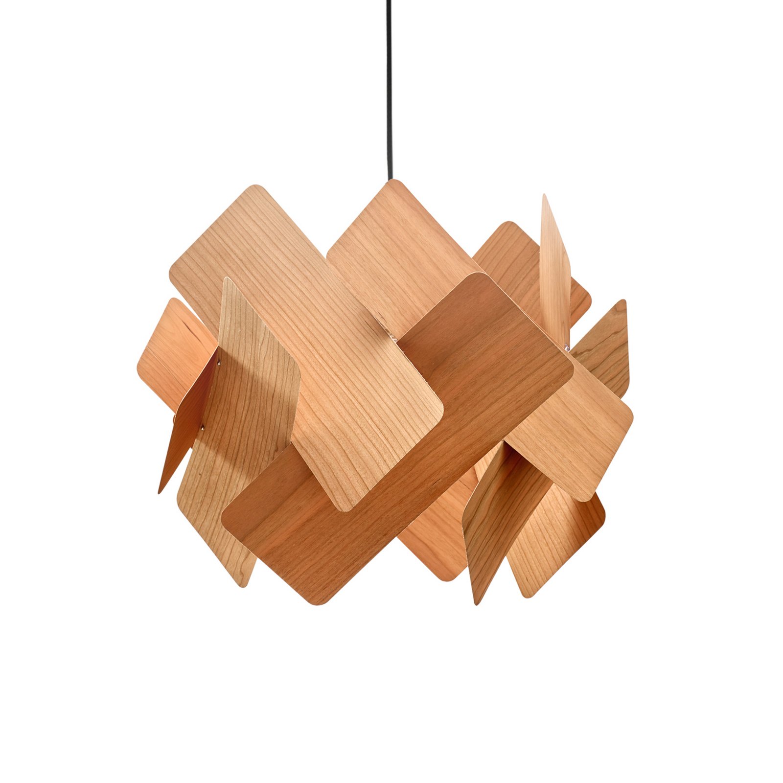 LZF Pendellampe Escape, kirschholz-/nickelfarben, Ø 30 cm