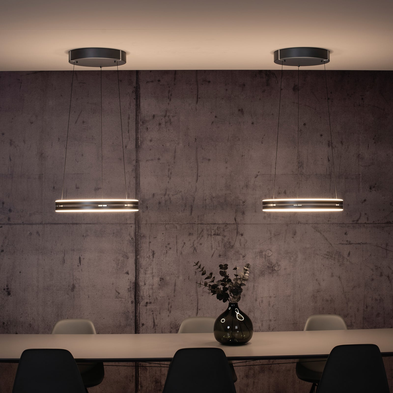 E-Loop LED-Hängelampe, mystic grey, Ø 50 cm, Alu, CCT - PURE E-Loop LED-Hängelampe, mystic grey, Ø 50 cm, Alu, CCT - PURE