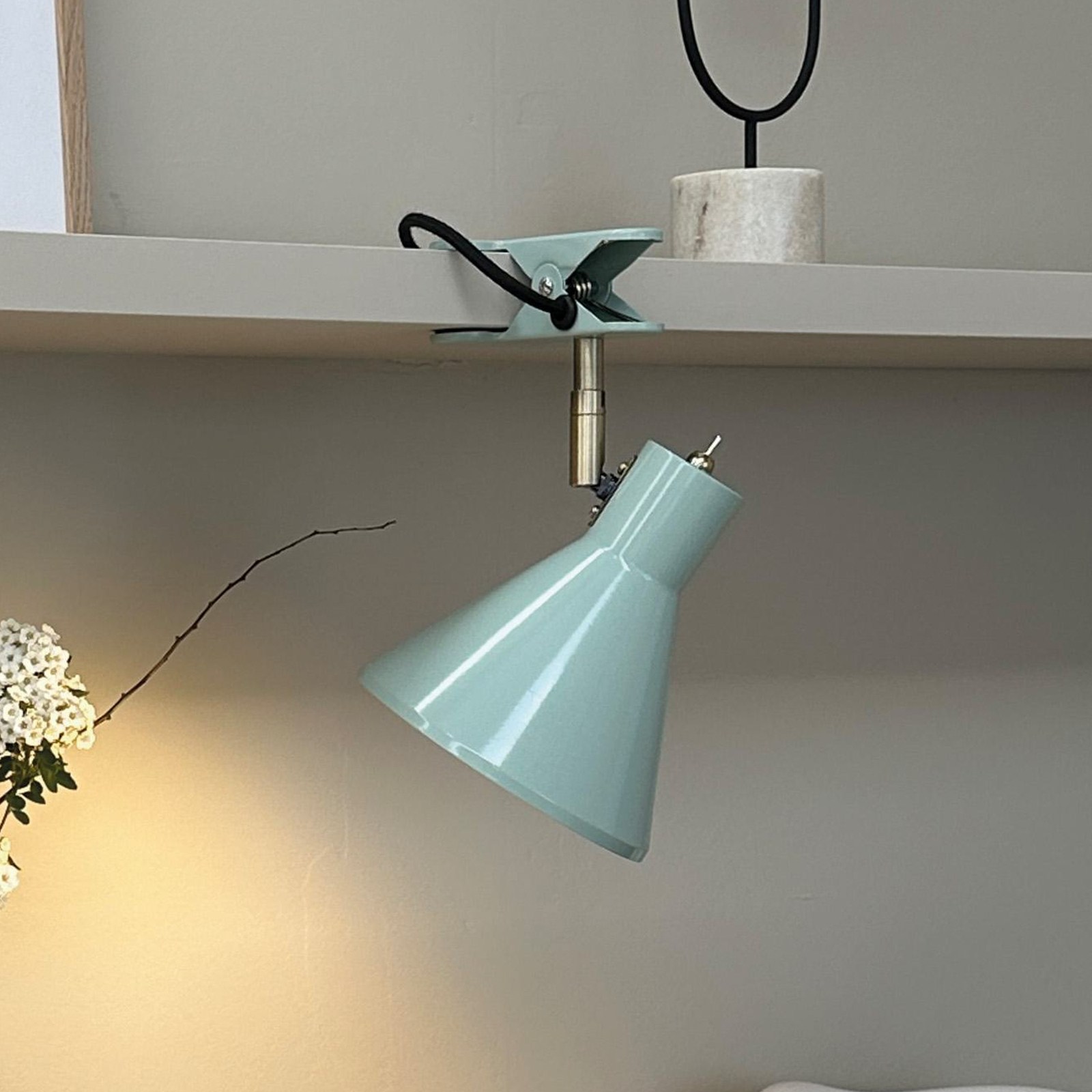 Dyberg Larsen Slaap klemlamp, mintgroen, Ø 15 cm, staal