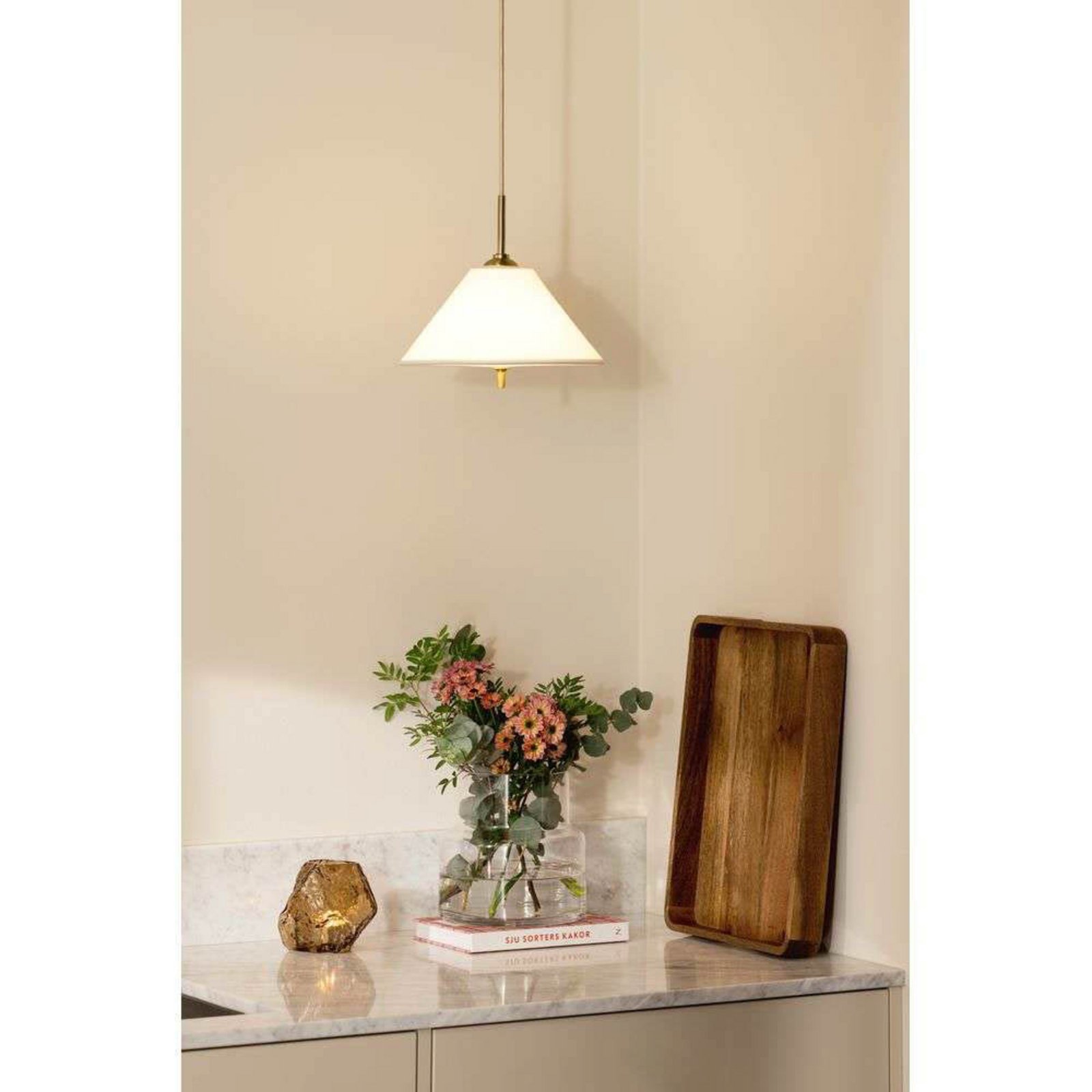 Globen Lighting Hängeleuchte IRIS, creme, Ø 25 cm