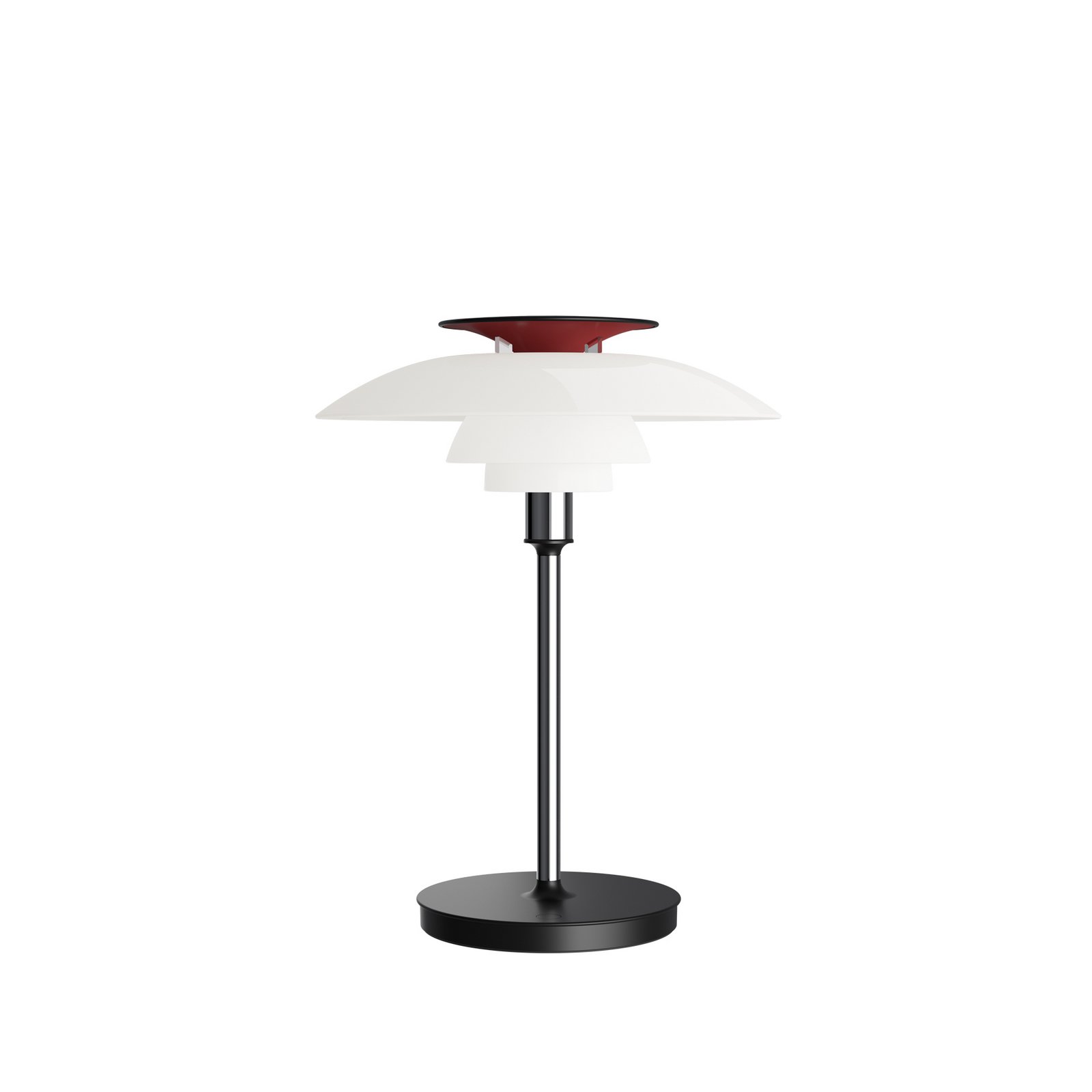 PH80 PORTABLE Akumulátorová stolní lampa, bílá/červená/chrom - Louis Poulsen