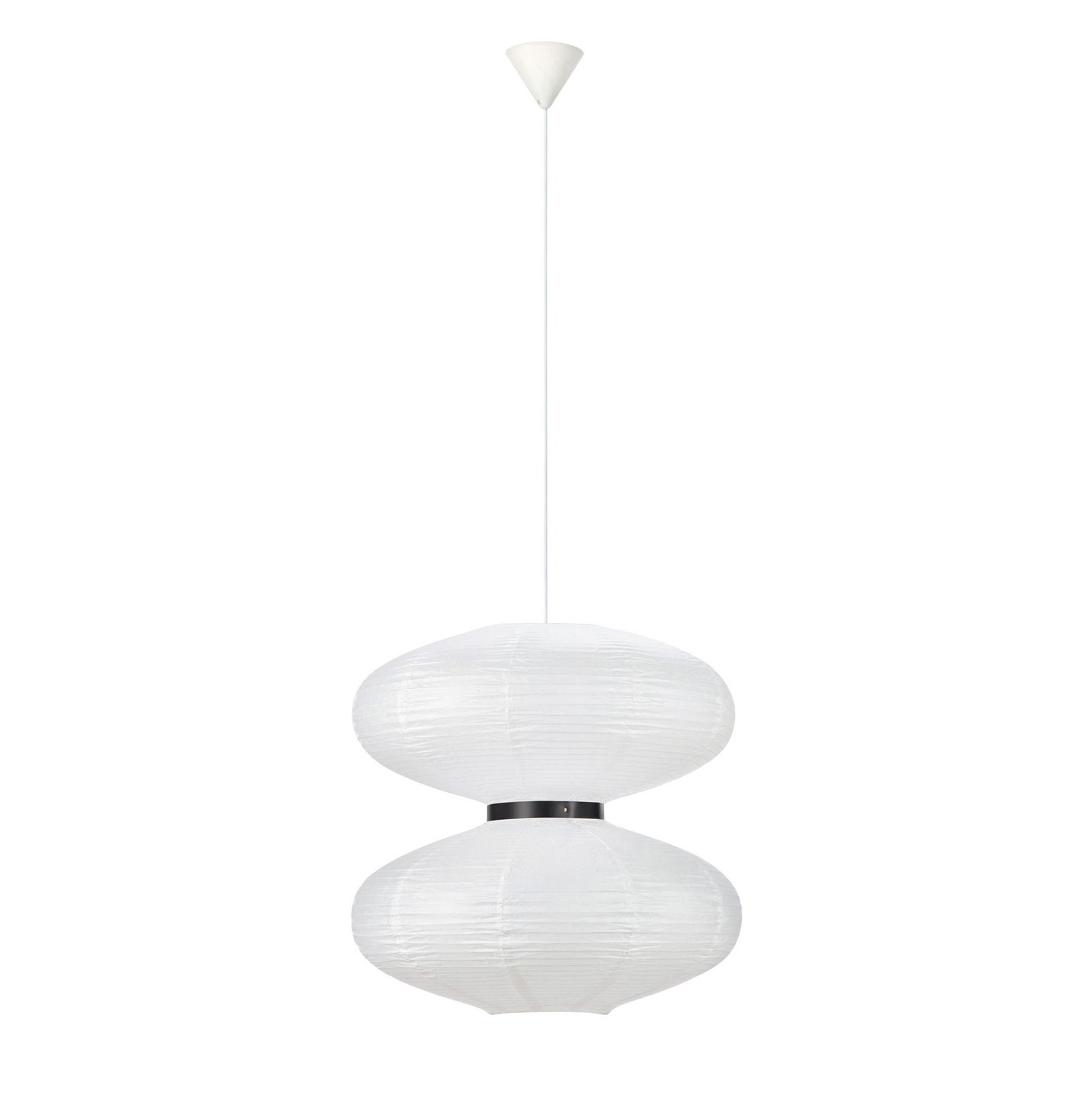 Dual pendant light with white paper shade