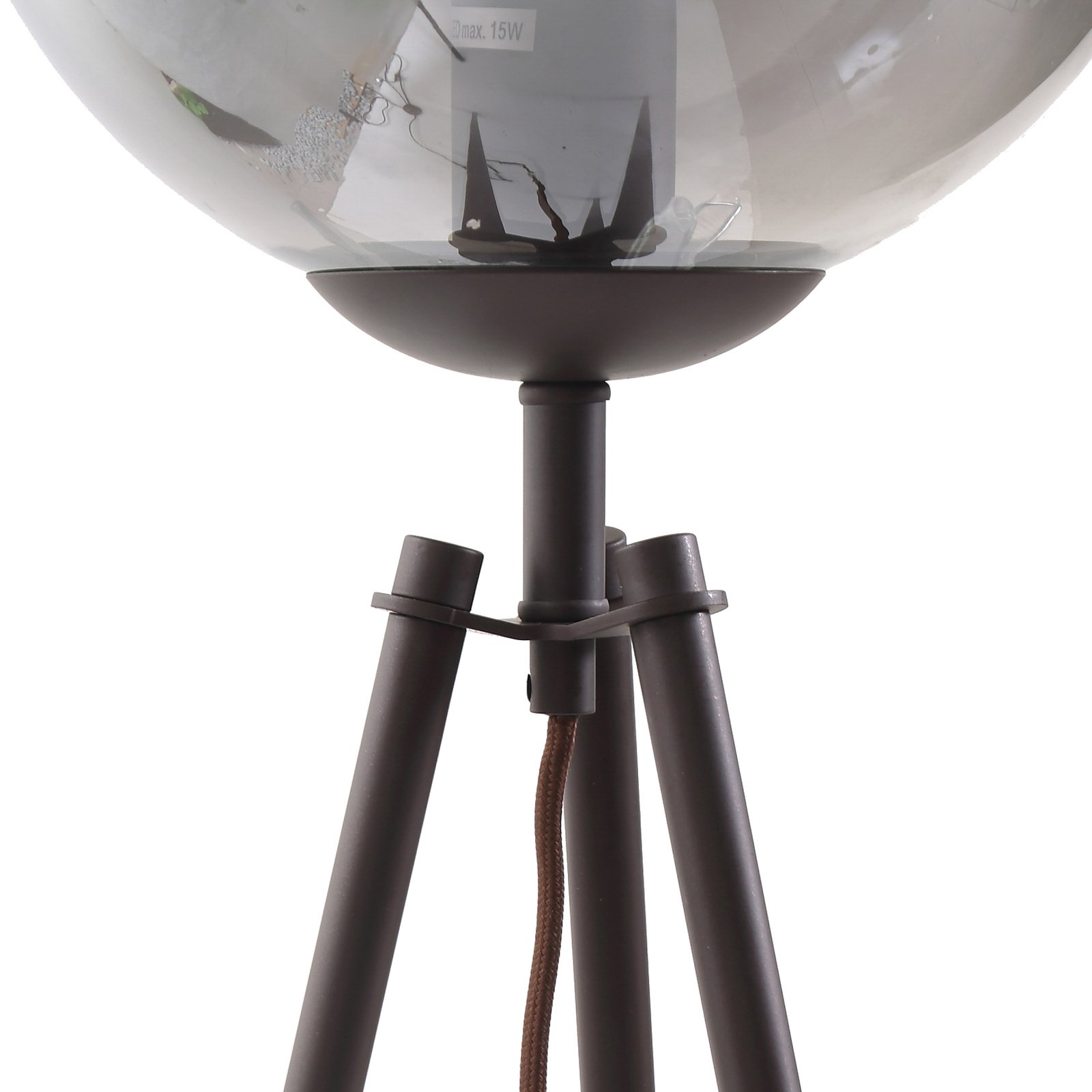 Lindby vloerlamp Valentina, E27, rookgrijs, glas, 150 cm