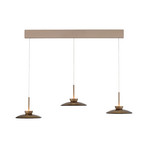 Suspension LED Moon, bronze et verre ambré (foncé), à 3 lampes - PURE