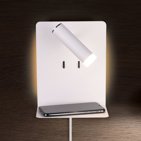 LED-vägglampa Element med hylla, matt vit