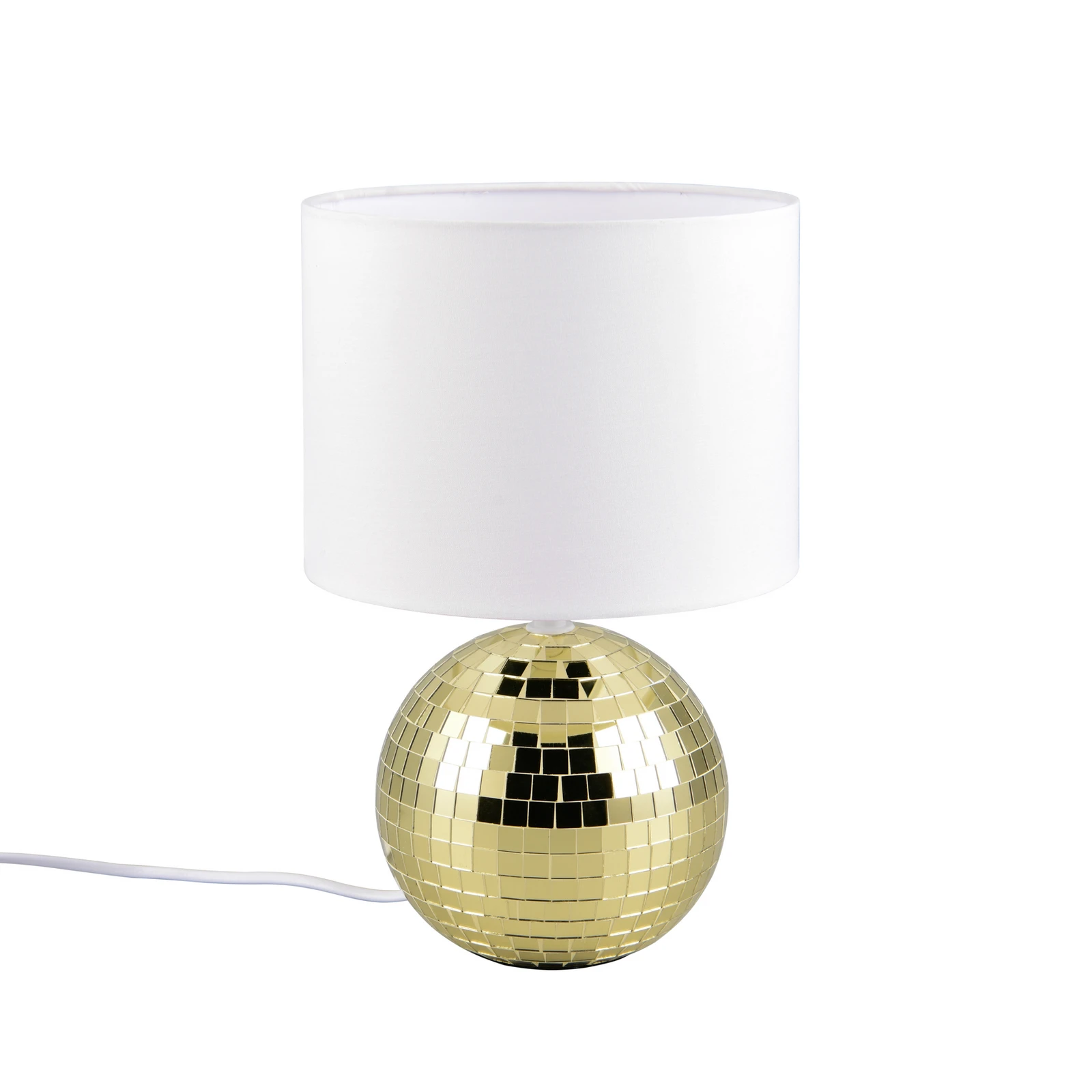 Lampe à poser Glitza dorée/blanche, tissu, plastique, E14