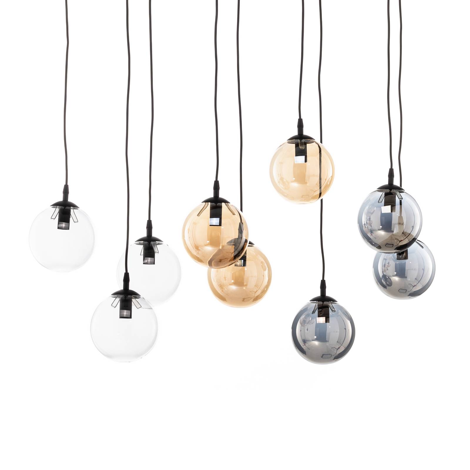 EMIBIG LIGHTING Suspension Glassy 9 lampes droite Glas tricolore