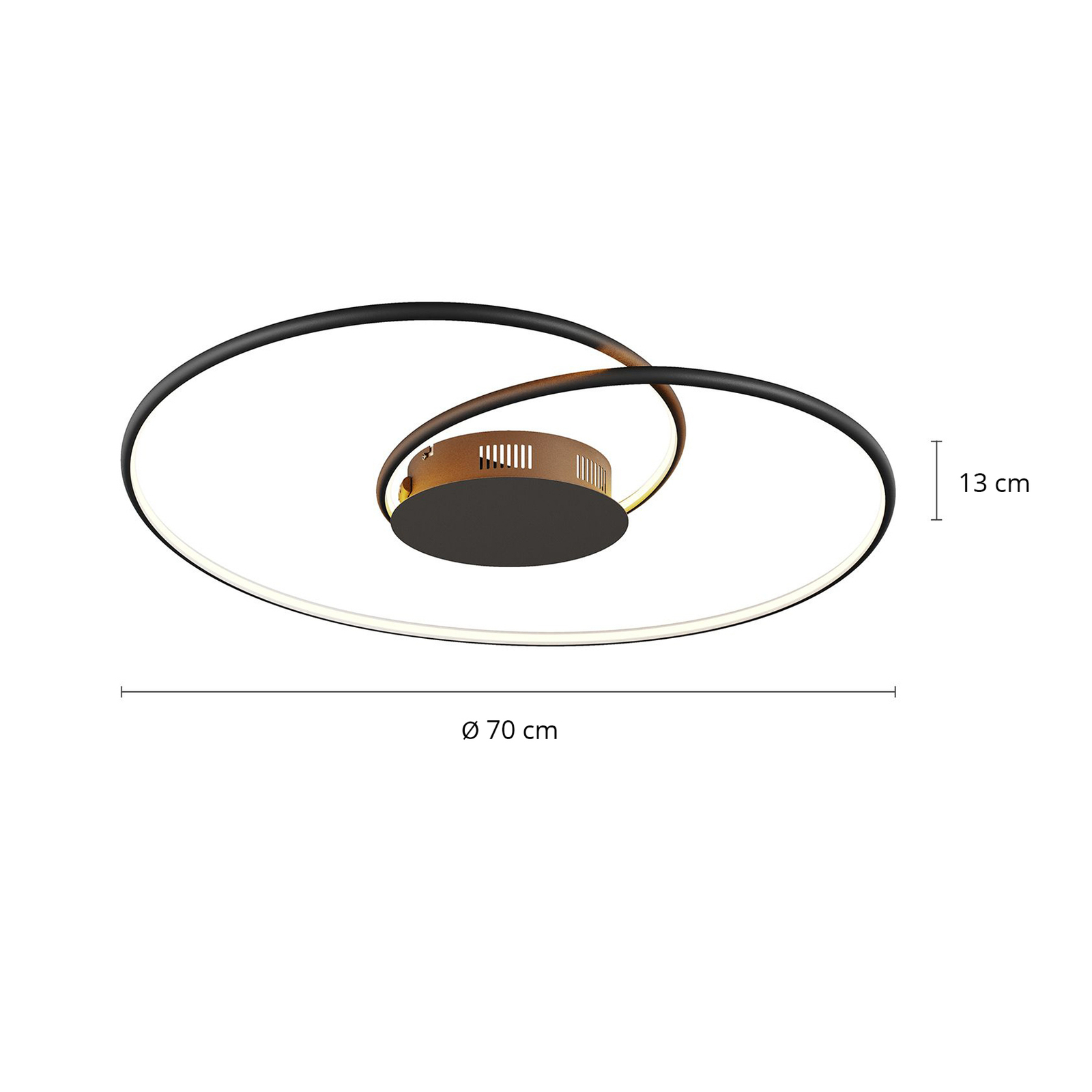 Lindby LED stropní svítidlo Joline, Ø 70 cm, černá barva, kov