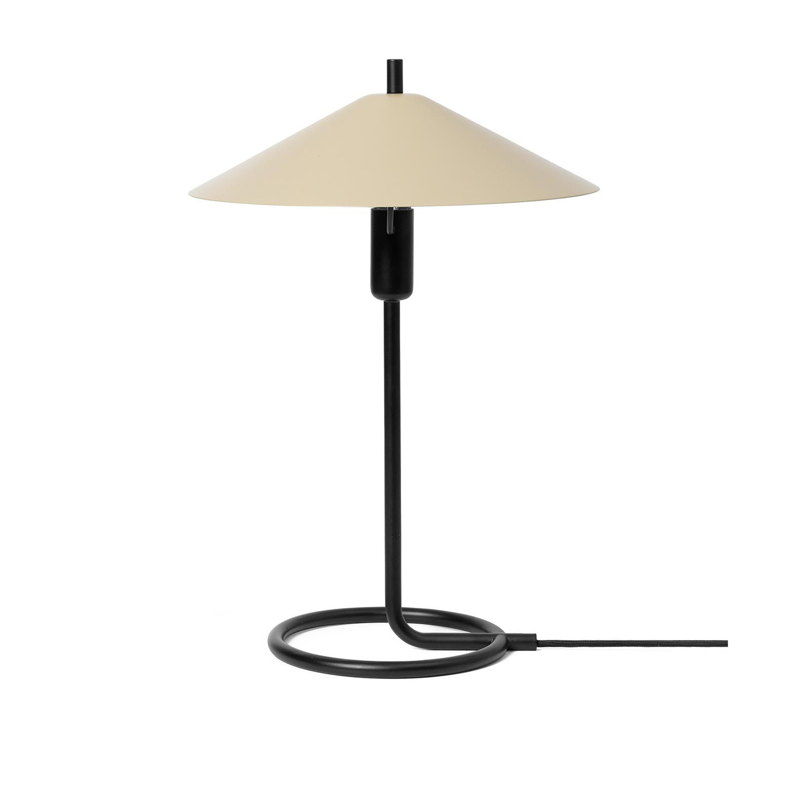 ferm LIVING Lámpara de mesa Filo, beige, redonda, hierro, 43 cm