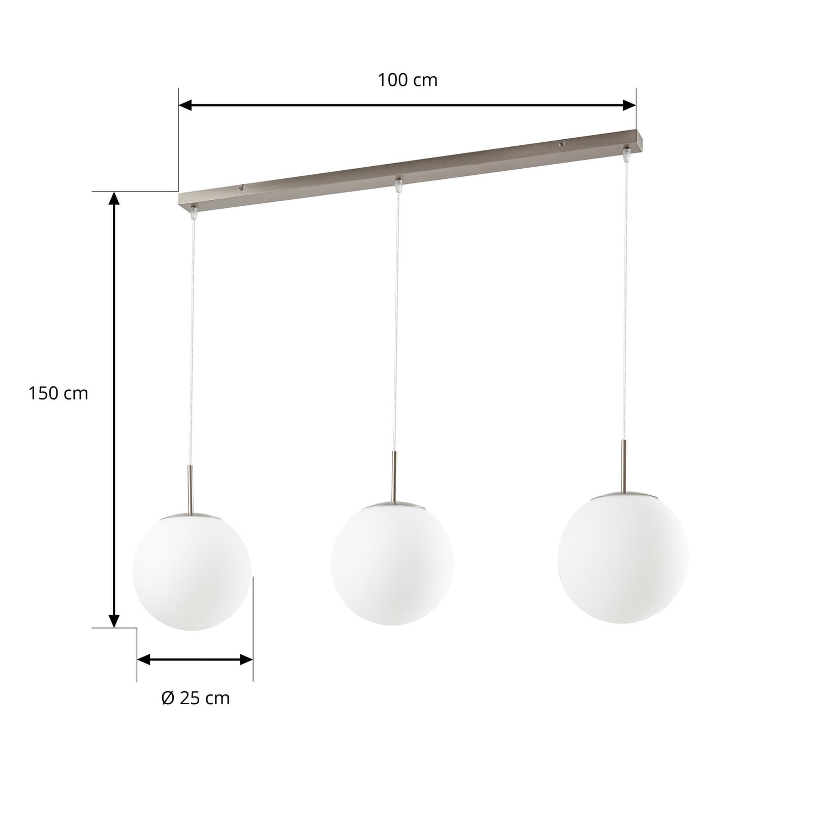 Závěsné světlo Lindby Marike, 3ramenné, délka 120 cm, bílá/niklová Závěsné světlo Lindby Marike, 3ramenné, délka 120 cm, bílá/niklová