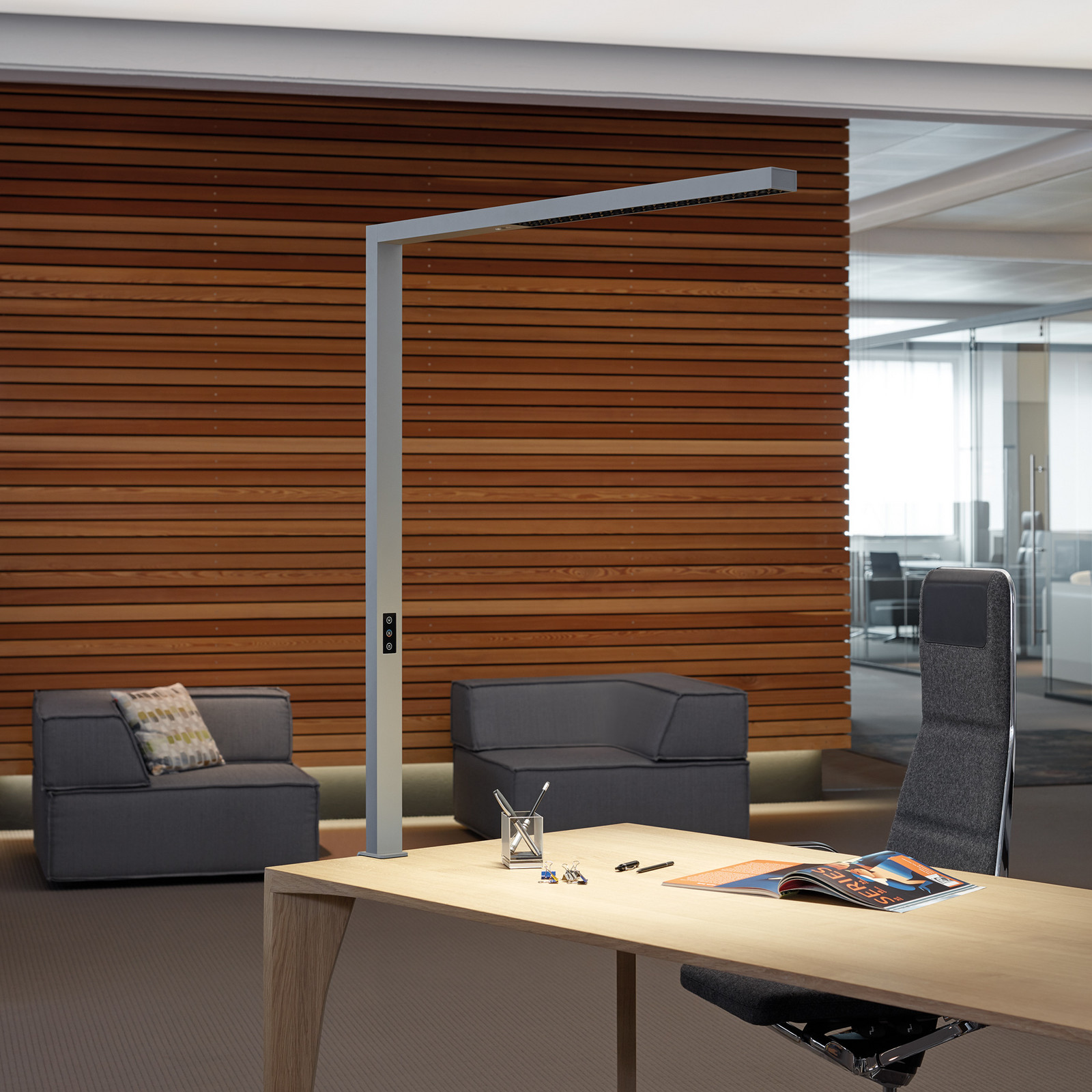 Lampă de masă cu senzor LED MAULsirius argintiu dimabil CCT bază cu clemă - Studiu / Birou - modern - Aluminiu