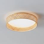 Stropné svietidlo LED Luppineria s bambusovou sieťovinou Ø 38 cm
